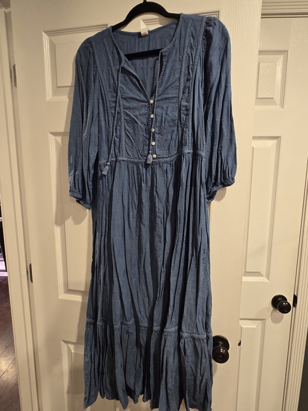 Old Navy Dusty Blue Boho Button-Front Maxi Dress